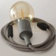 Lampe baladeuse à douille silicone grise et câble textile lin gris