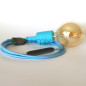 Lampe baladeuse à douille silicone bleu ciel et câble textile turquoise