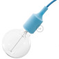 Lampe baladeuse à douille silicone bleu ciel et câble textile turquoise