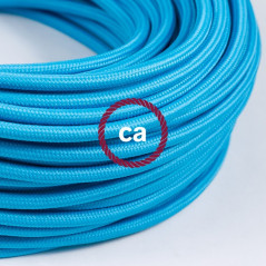 Lampe baladeuse à douille silicone bleu ciel et câble textile turquoise