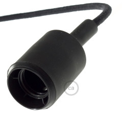 Lampe baladeuse à douille silicone noir et câble textile noir