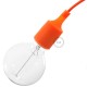 Lampe baladeuse à douille silicone orange et câble textile orange