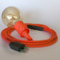 Lampe baladeuse à douille silicone orange et câble textile orange