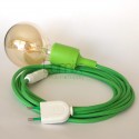 Lampe baladeuse à douille silicone vert lime et câble textile vert lime