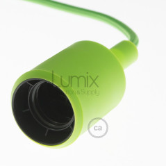 Lampe baladeuse à douille silicone vert lime et câble textile vert lime