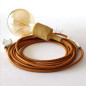 Lampe baladeuse à douille silicone noisette et câble textile whiskey