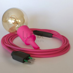 Lampe baladeuse à douille silicone noisette et câble textile whiskey