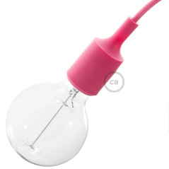 Lampe baladeuse à douille silicone noisette et câble textile whiskey