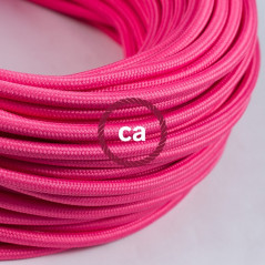 Lampe baladeuse à douille silicone rose et câble textile fuschia