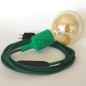 Lampe baladeuse à douille silicone verte et câble textile vert foncé Lampe baladeuse à douille silicone verte et câble textile vert foncé