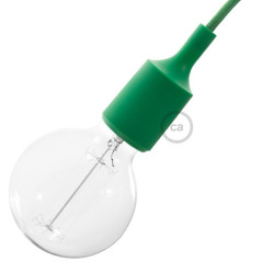Lampe baladeuse à douille silicone rose et câble textile fuschia