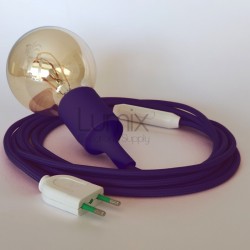 Lampe baladeuse à douille silicone jaune et câble textile jaune effet soie