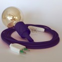 Lampe baladeuse à douille violette et câble textile violet