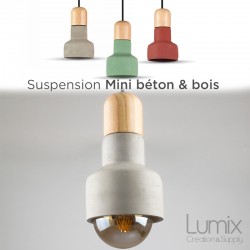 Mini suspension lampshade concrete & wood - 3 models