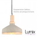 Wood, concrete and acrylic resin pendant lamp