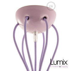 Suspension multiple OCTOPUS 6 Céramique Lilas - câble textile extra-souple LILAS