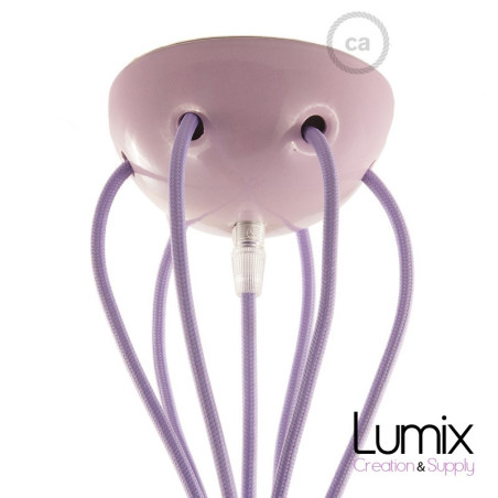 Suspension multiple OCTOPUS 6 Céramique Lilas - câble textile extra-souple LILAS