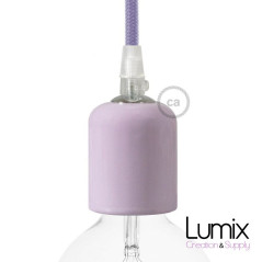 Suspension multiple OCTOPUS 6 Céramique Lilas - câble textile extra-souple LILAS