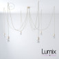 Suspension multiple OCTOPUS 6 Céramique ivoire - câble textile extra-souple coton ou lin