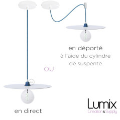 Suspension DISCUS Saphir disque métal peint blanc et verni
