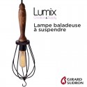 Tragbare Lampe mit Holzgriff und E27-Fassung