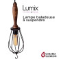 Lampe baladeuse manche bois douille E27 Lampe baladeuse manche bois douille E27
