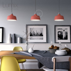 Suspension COPPA forme cloche en céramique couleur Corail fait main