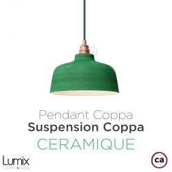 Suspension COPPA forme cloche en céramique Vert feuille fait main