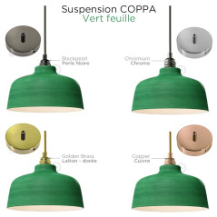 Suspension COPPA forme cloche en céramique Vert feuille fait main