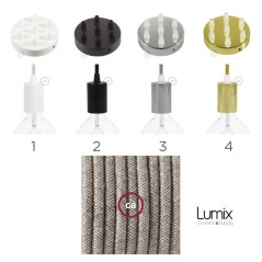 Suspension multiple OCTOPUS 7 Métal - Câble textile extra-souple en Lin neutre