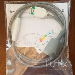 Lampe baladeuse à douille silicone grise et câble textile lin gris