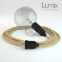 Lampe baladeuse câble textile EN JUTE NATUREL douille bakélite noire E27 avec interrupteur intégré