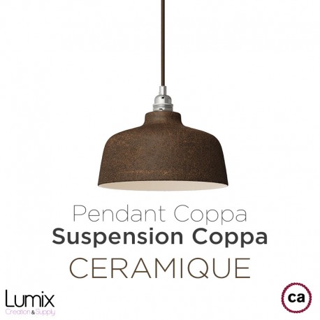 Suspension COPPA forme cloche en céramique couleur Corail fait main