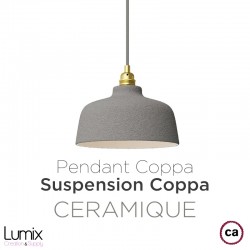 COPPA bell-shaped pendant lamp in cement effect colored ceramic, handmade