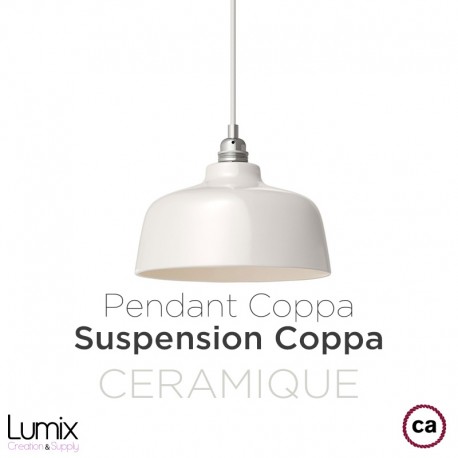 Suspension COPPA forme cloche en céramique Bleu de Cobalt fait main