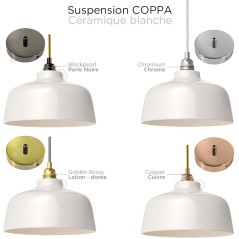 Suspension COPPA forme cloche en céramique blanche fait main