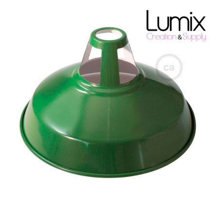 Abat-jour Harbour diamètre 30 cm métal revêtement en émail vert et intérieur blanc