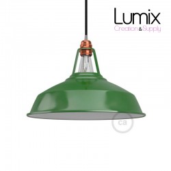 Harbor lampshade, diameter 38 cm, metal with green enamel coating and white interior