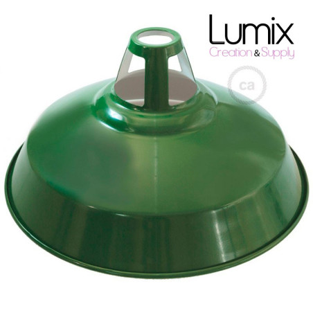 Abat-jour Harbour diamètre 38 cm métal revêtement en émail vert et intérieur blanc