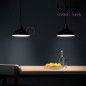 Abat-jour Bistrot diamètre 30 cm métal revêtement en émail noir et intérieur blanc