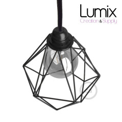 Abat-jour cage métal style diamant métal noir
