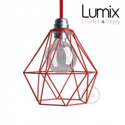 Red metal diamond style metal cage lampshade