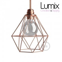 Copper metal diamond style metal cage lampshade