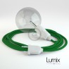 Lampe baladeuse E27 câble textile VERT FONCÉ, douille thermoplastique avec interrupteur intégré