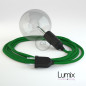 Lampe baladeuse câble textile VERT FONCÉ, douille thermoplastique avec interrupteur intégré