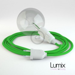 Lampe baladeuse câble textile VERT LIME, douille thermoplastique avec interrupteur intégré