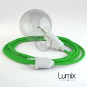 Hand lamp with LIME GREEN textile cable, thermoplastic socket with integrated switch