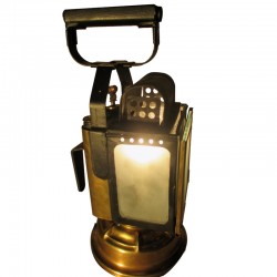 Brass lantern 1940 - SNCF France - restored and electrified to table lamp - 110/220V