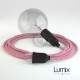 Lampe baladeuse E27 câble textile ZIG ZAG FUSCHIA, douille thermoplastique avec interrupteur intégré