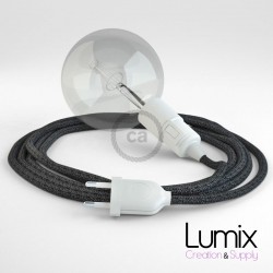 Lampe baladeuse câble textile LIN ANTHRACITE, douille thermoplastique avec interrupteur intégré